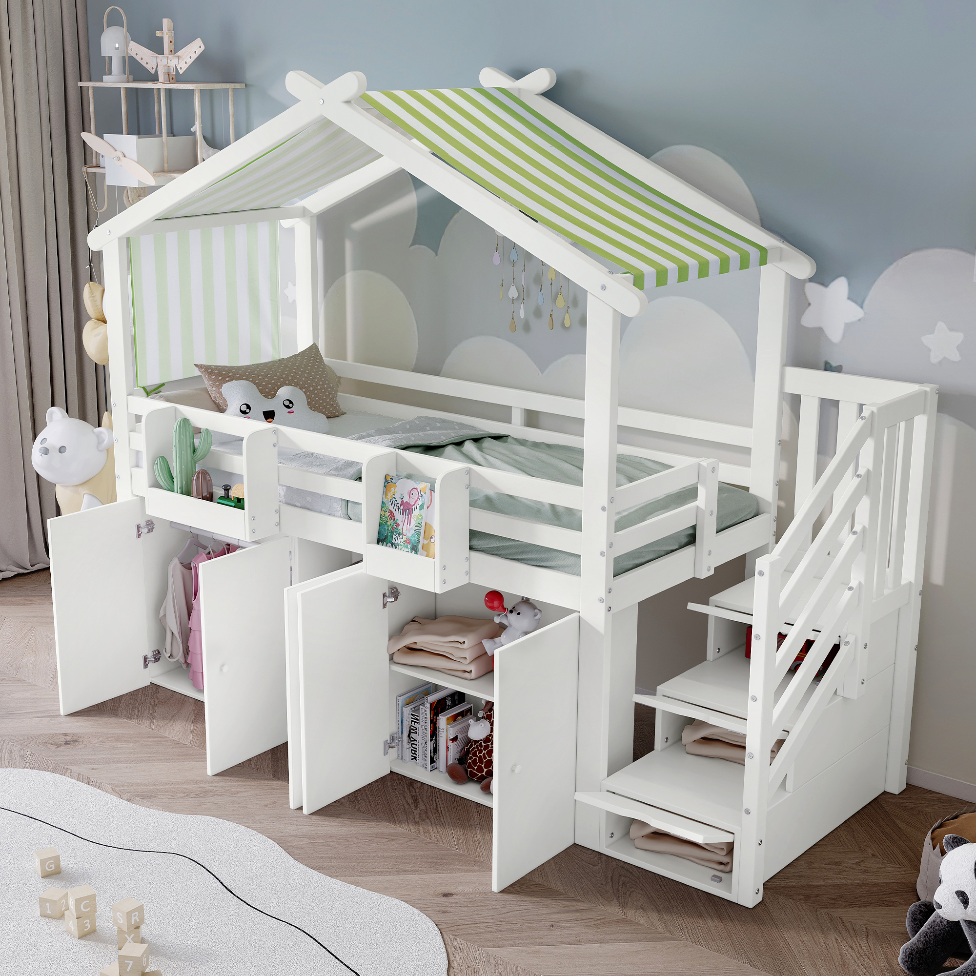 Etagenbett, Kinderbett, mit Fallschutzgitter, 1 Kl
