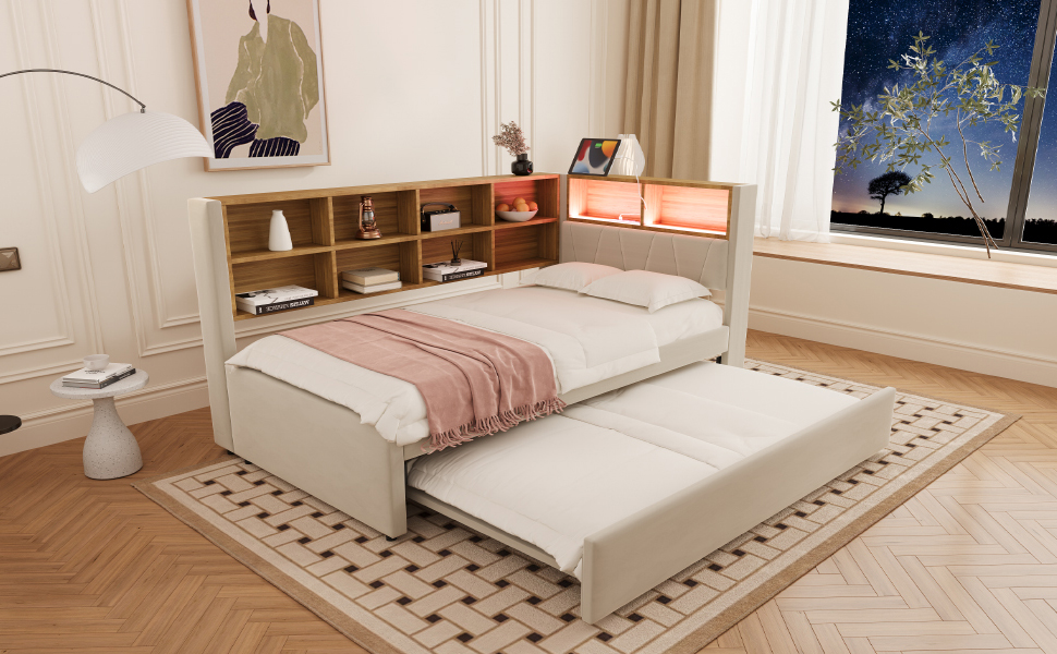 aperçu ambiance canapé‑lit avec lit coulissant dans la chambre