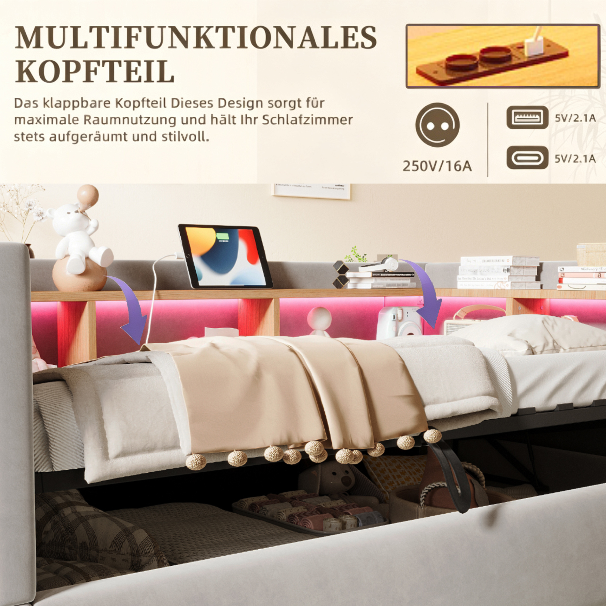 Détail du canapé convertible