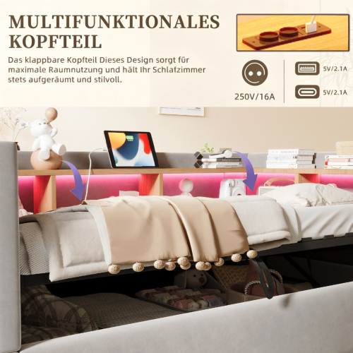 Détails du canapé convertible avec rangement LED