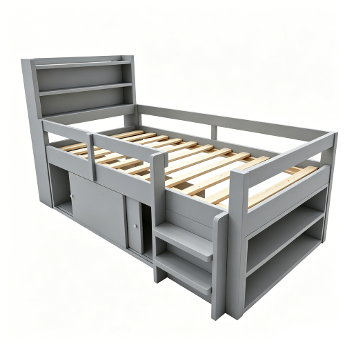 Structure en pin contreplaqué et MDF du lit multifonction