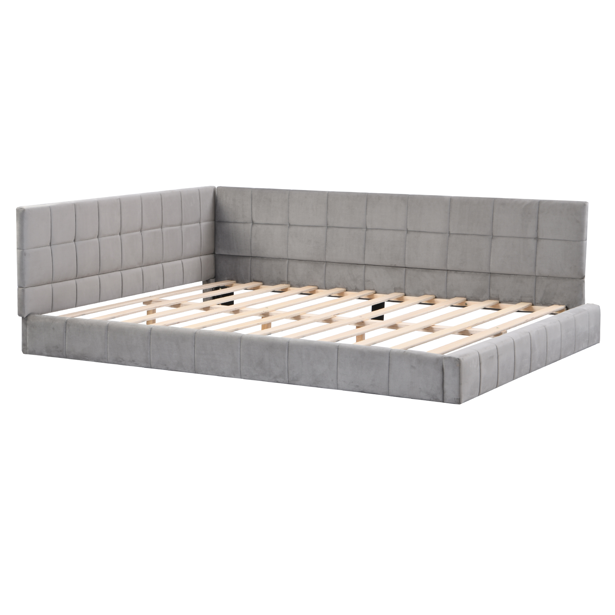 Lit canapé velours gris