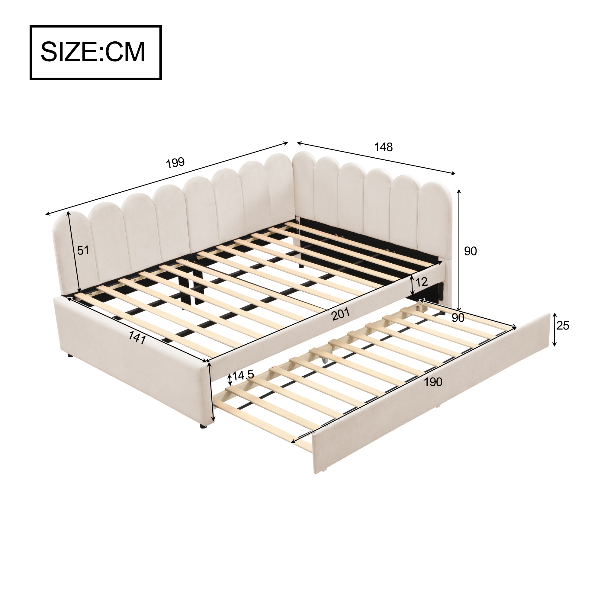 Canapé-lit en L 140×200 cm avec escamotable, velours, pour invités et petites familles, design gain de place, confort assise et couchage, style élégant, utilisation simple, stabilité, durabilité, fonctionnalité - image 11