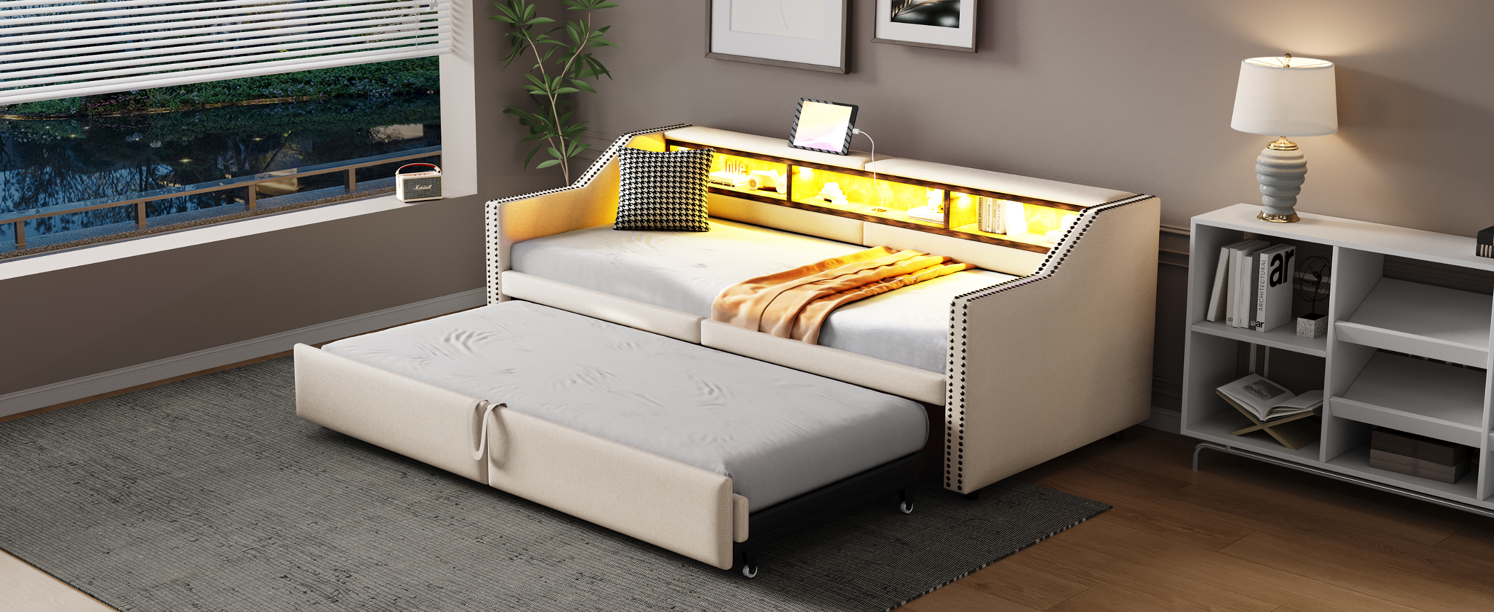 Canapé-lit en lin FSC avec lit escamotable 180×200 cm, pour salon et chambre, écologique, respirant, sommeil agréable, utilisation simple, design polyvalent, confort et durabilité, style naturel - image 12