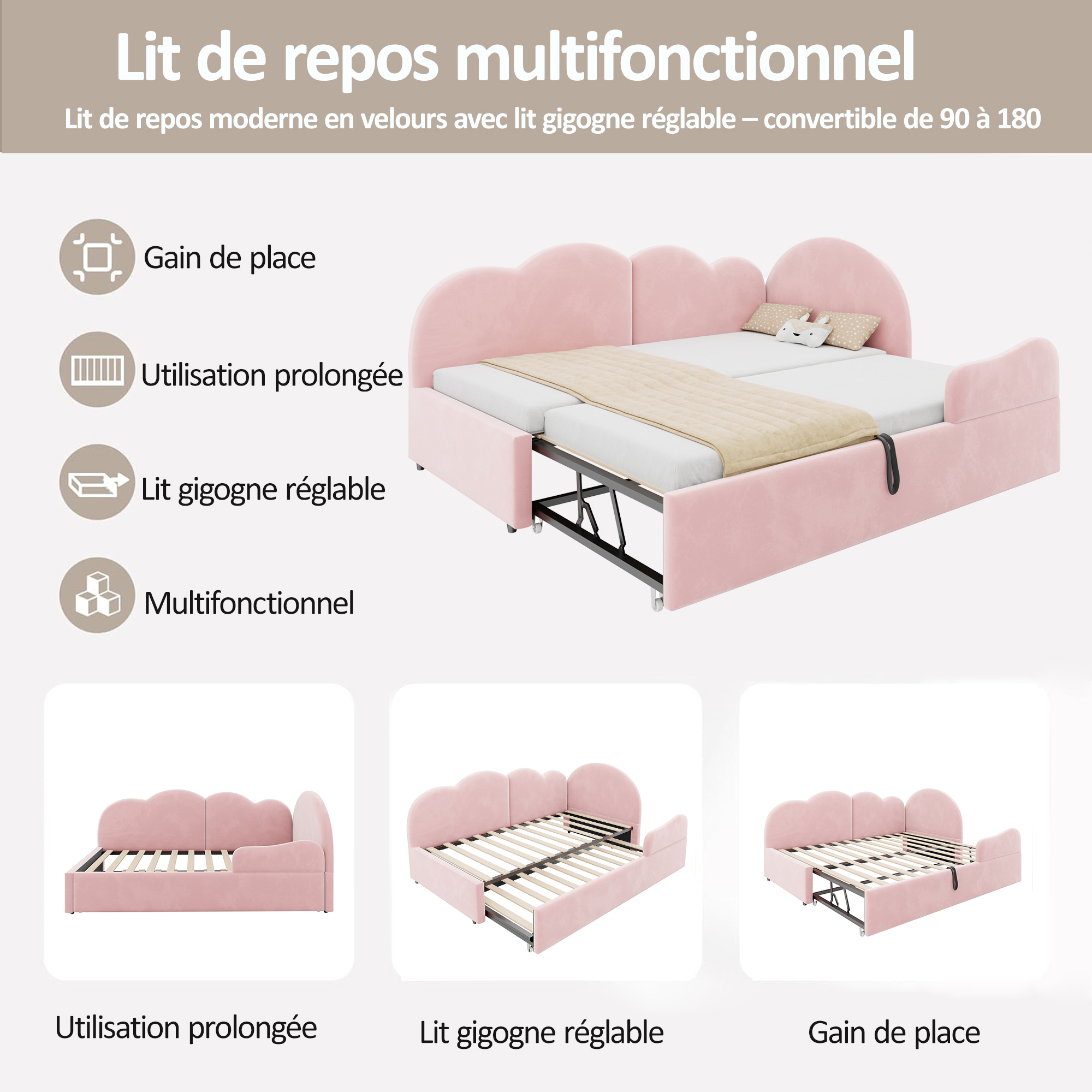 Détail du canapé convertible