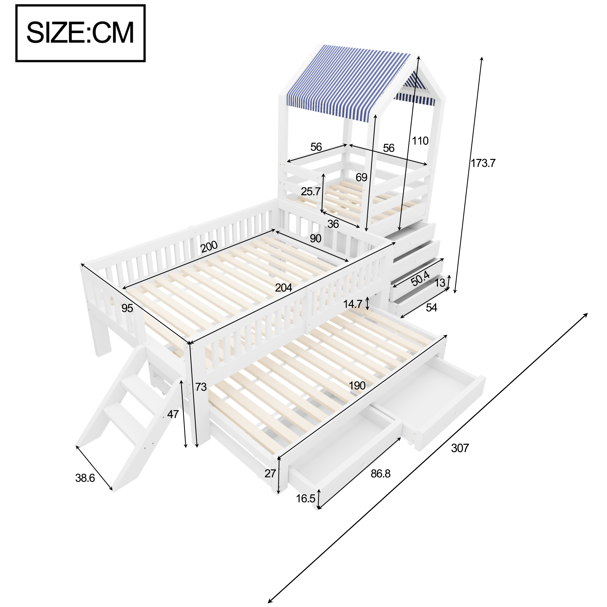 Dimensions du lit superposé