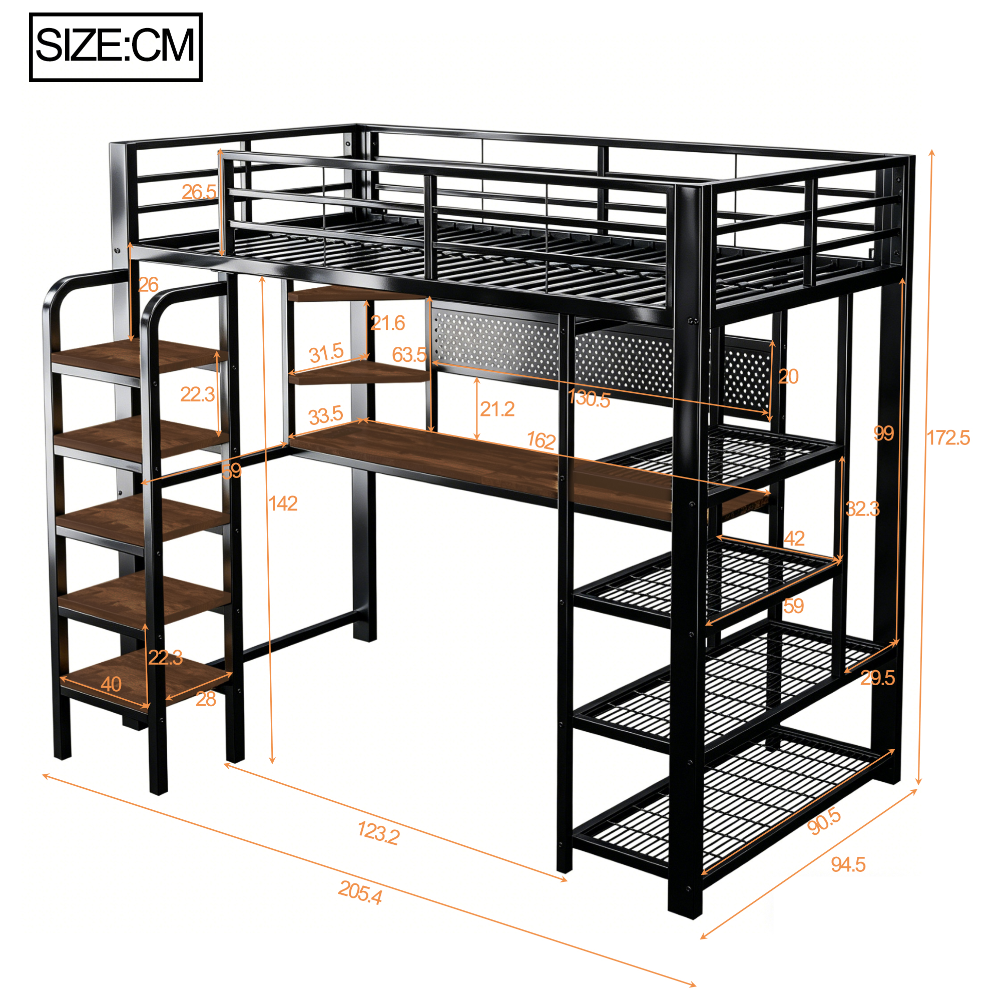 Dimensions lit meuble haut 90x200 cm