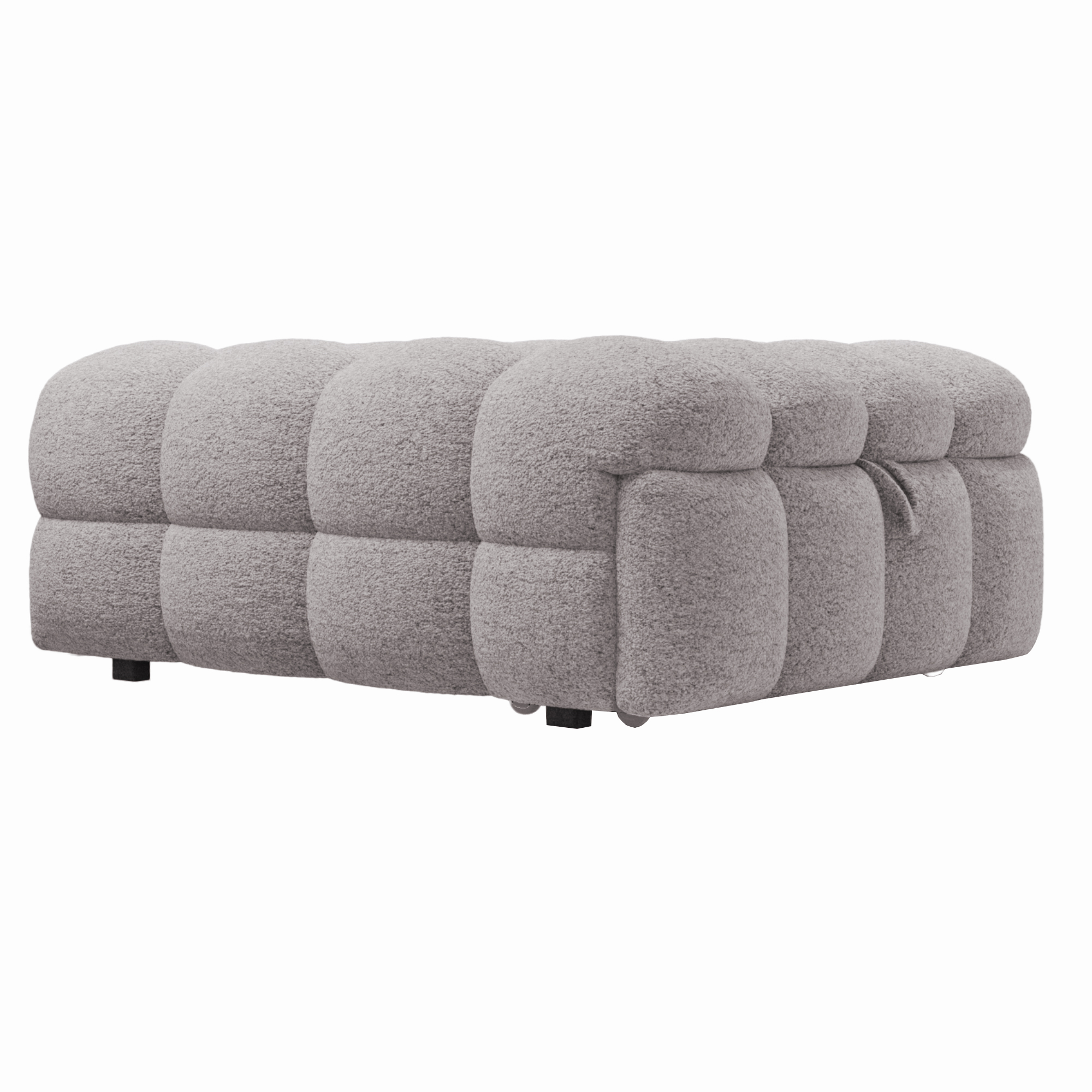 Lit pouf convertible 2-en-1 en tissu bouclé gris, - image 14