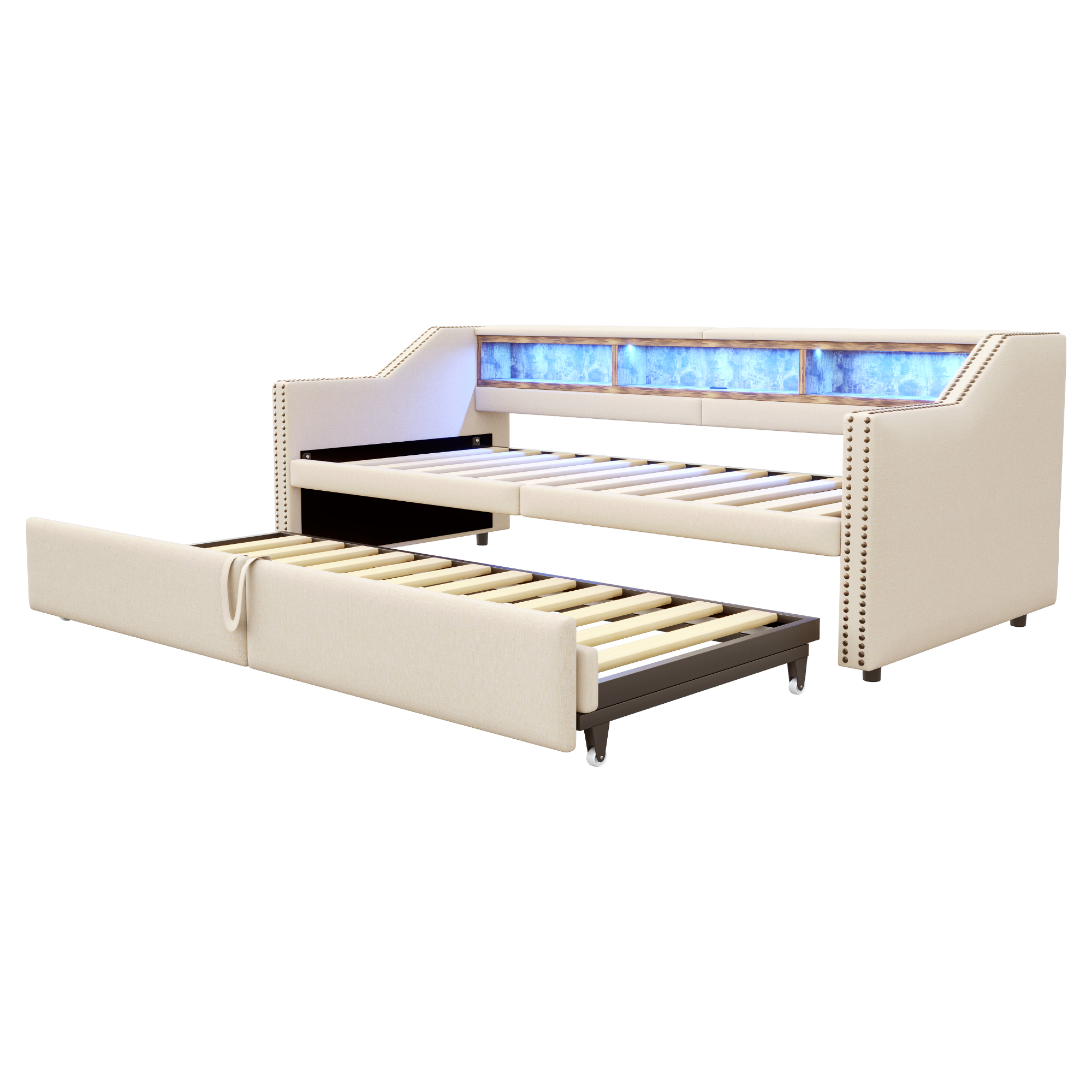 Canapé-lit en lin FSC avec lit escamotable 180×200 cm, pour salon et chambre, écologique, respirant, sommeil agréable, utilisation simple, design polyvalent, confort et durabilité, style naturel - image 7