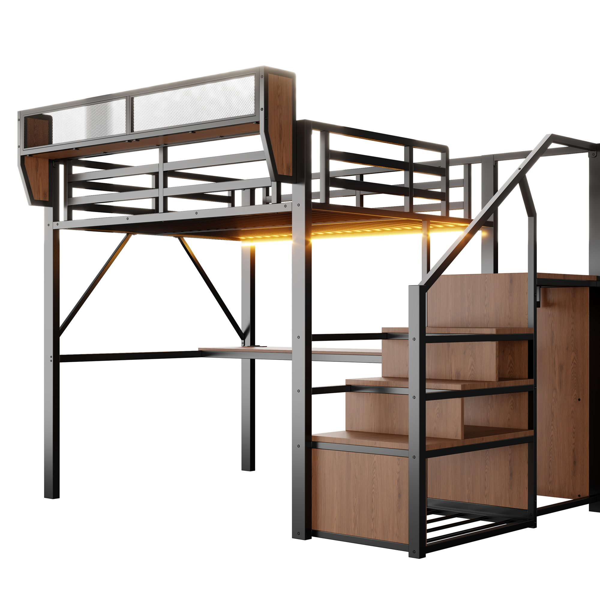 Lit mezzanine gain de place 255x145x191 cm en métal Noir - points forts 1