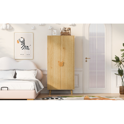 Armoire deux portes avec rangement et poignées décoratives