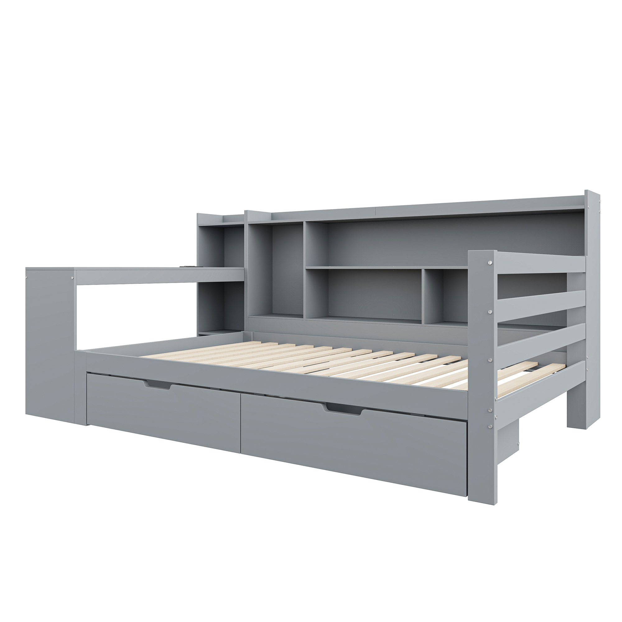 Canapé-lit en bois massif 90 x 200 cm avec bureau - image 11