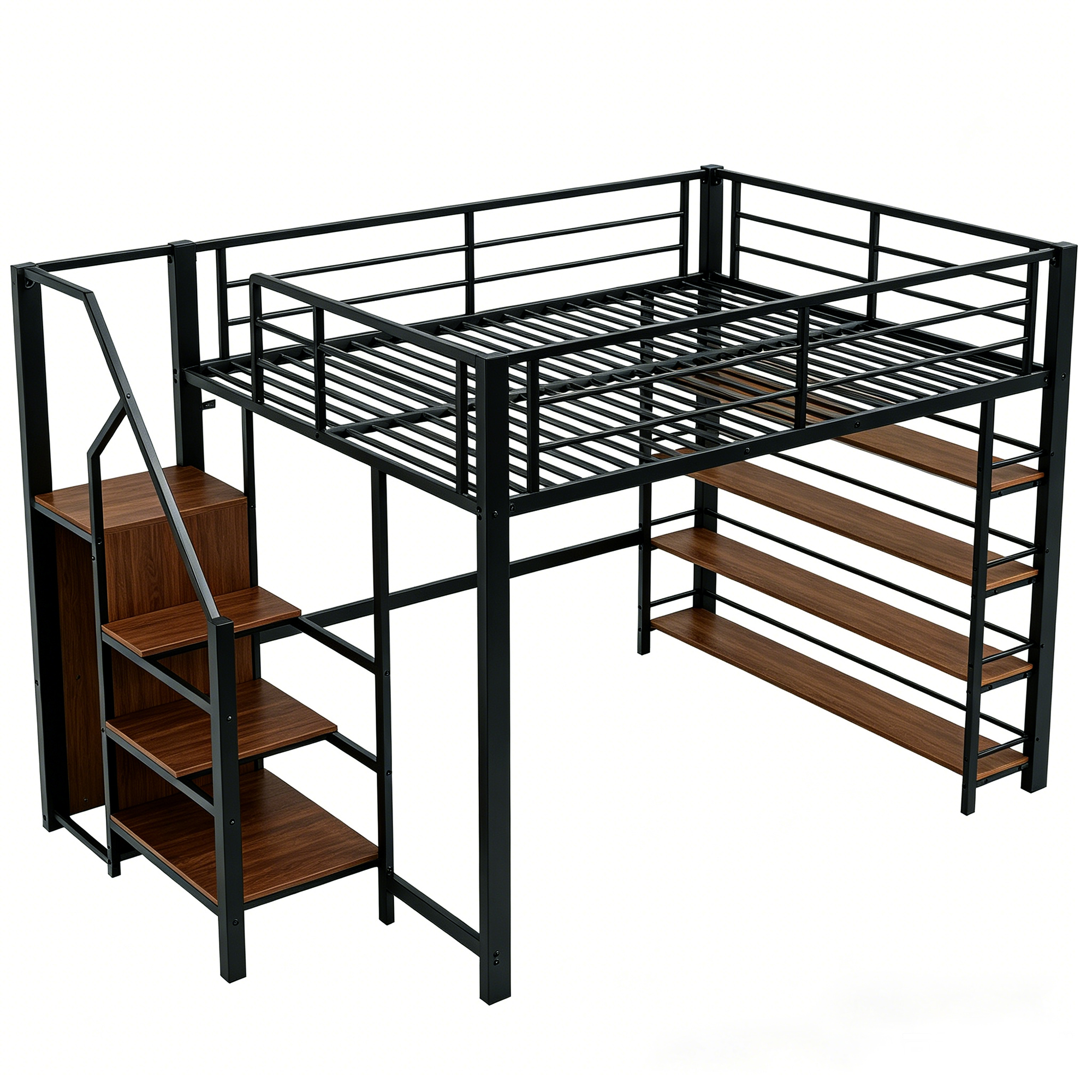 Lit mezzanine 140x200 cm gain de place 255x145x170,5 cm en métal Noir - spécifications 1