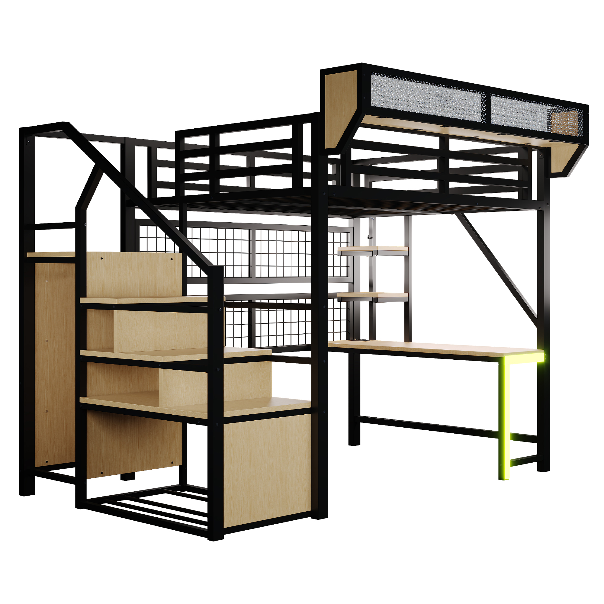Lit mezzanine gain de place 255x145x191 cm en métal Noir - spécifications 1