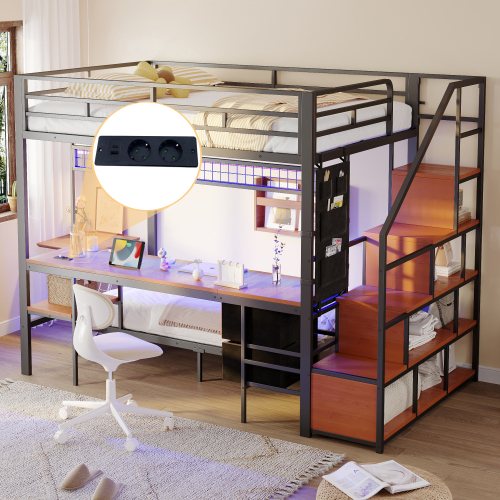 Structure métallique et panneau décoratif du lit avec bureau