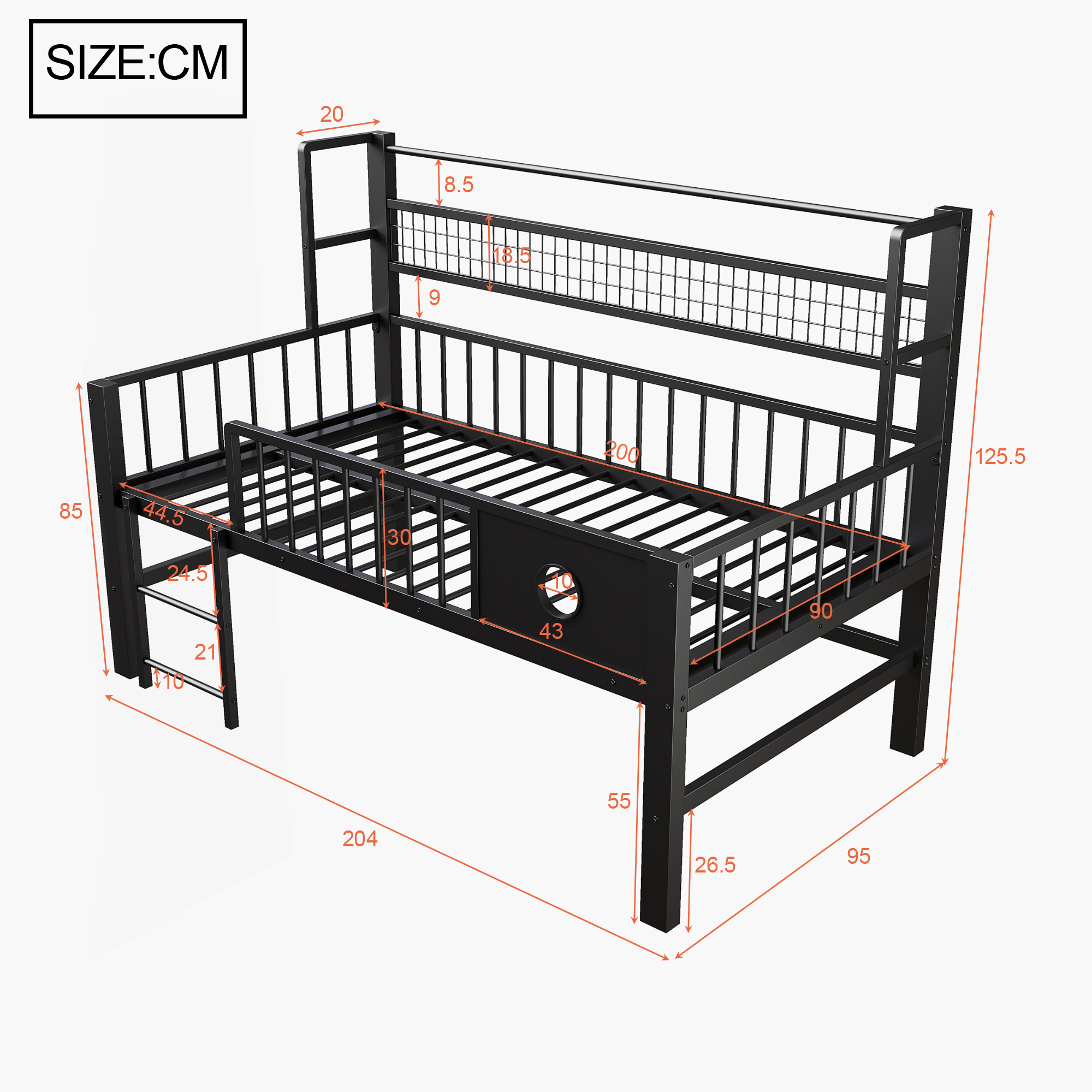 Trois couleurs disponibles pour le lit mezzanine : Blanc, Rose, Noir