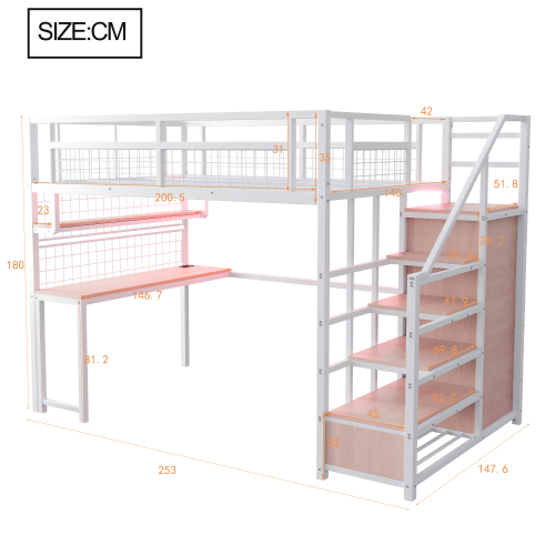 Plan détaillé des dimensions du lit mezzanine