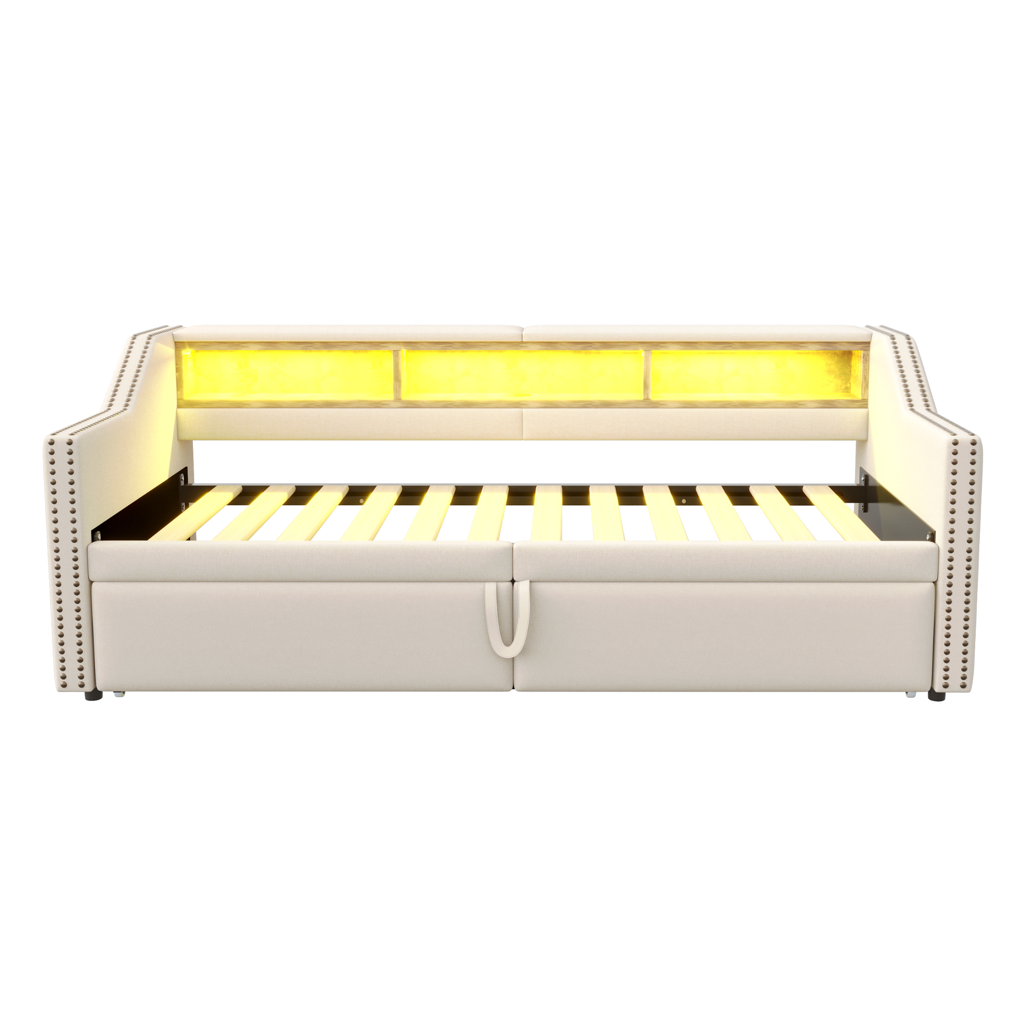 Canapé-lit en lin FSC avec lit escamotable 180×200 cm, pour salon et chambre, écologique, respirant, sommeil agréable, utilisation simple, design polyvalent, confort et durabilité, style naturel - image 4
