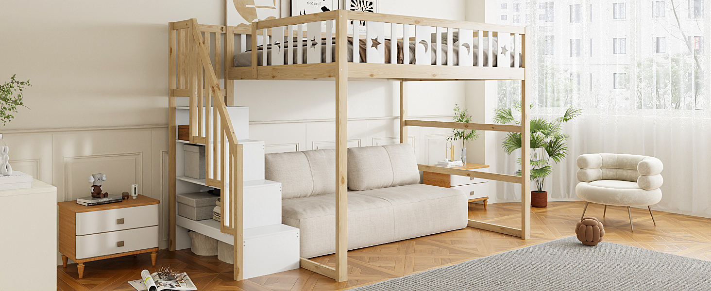 Lit mezzanine enfant en bois massif avec échelle l - image 11