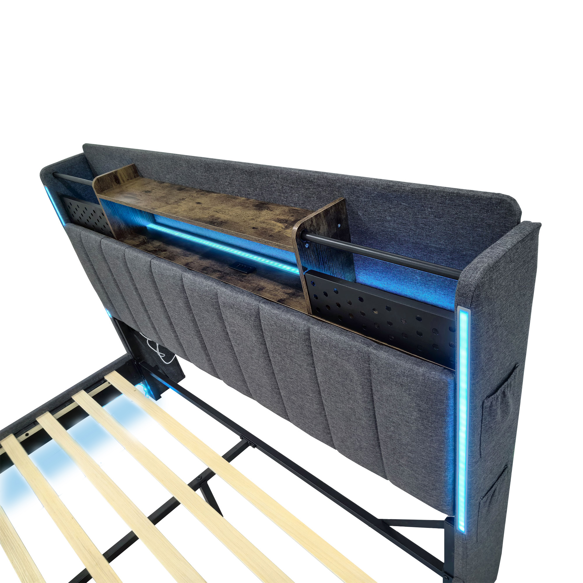 Polsterbett 160*200 mit LED-Beleuchtung und USB-St