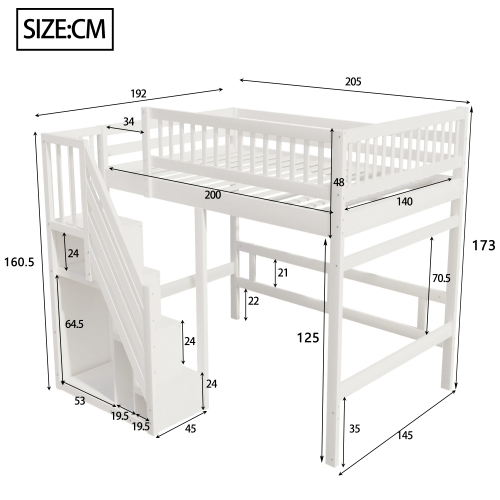 Dimensions du lit mezzanine avec escalier de rangement