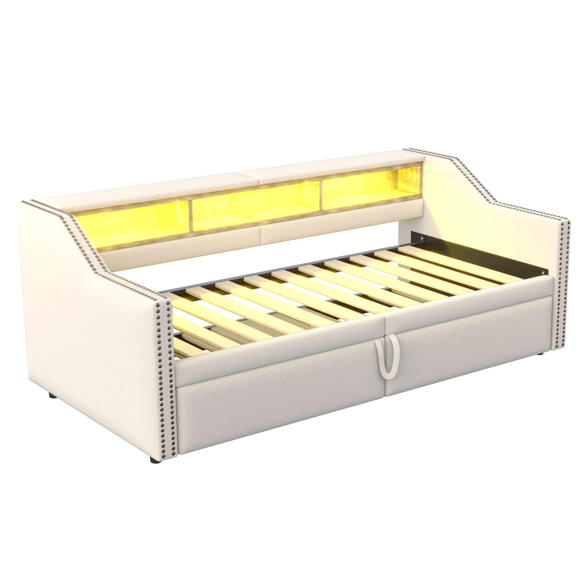 Canapé-lit en lin FSC avec lit escamotable 180×200 cm, pour salon et chambre, écologique, respirant, sommeil agréable, utilisation simple, design polyvalent, confort et durabilité, style naturel - image 8
