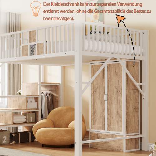 Détails du lit mezzanine avec rangements