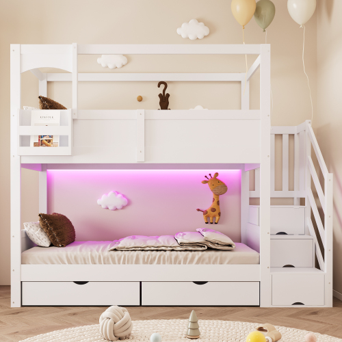 Étagère modulable et tableau noir du lit superposé maison