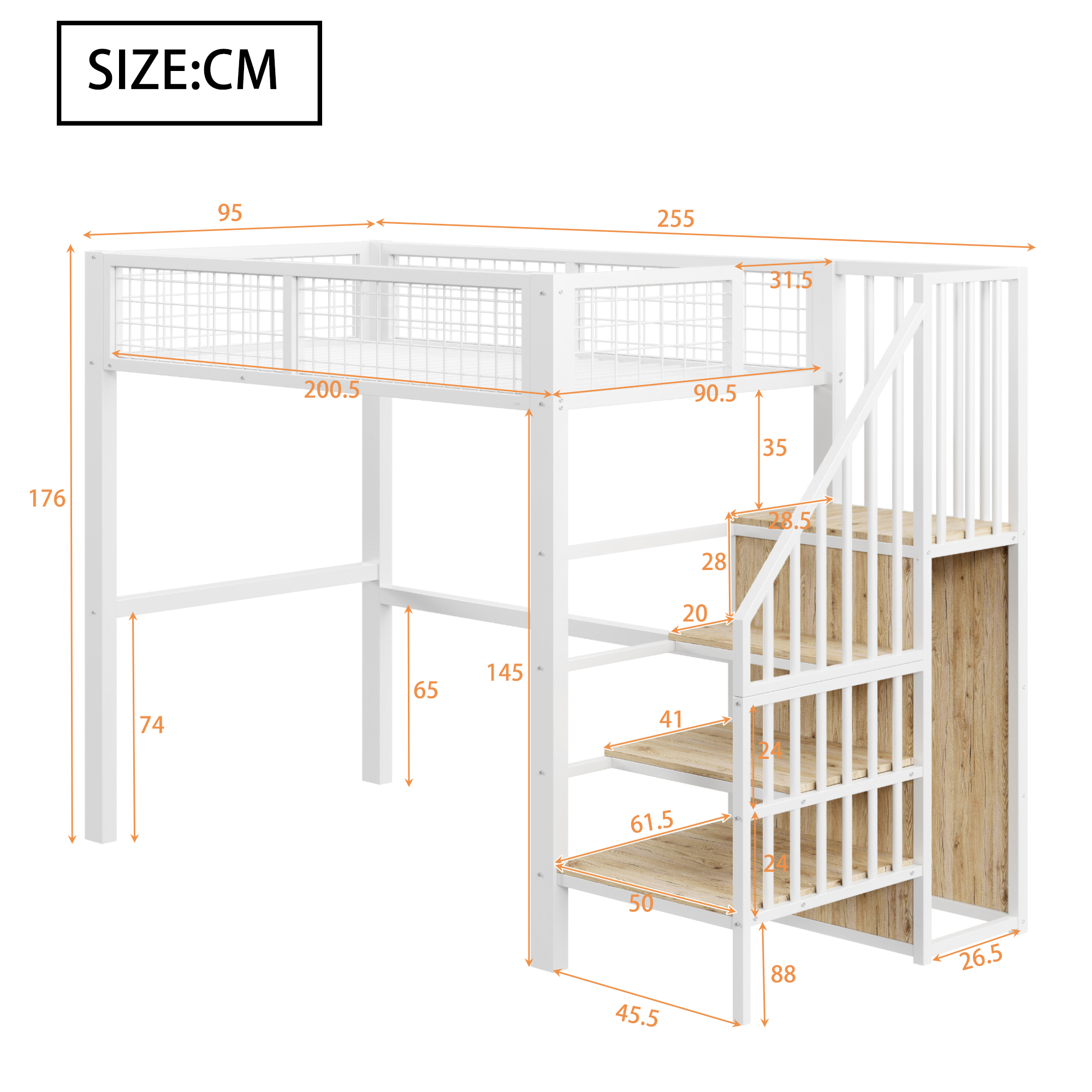 Lit mezzanine 90 x 200 cm en métal avec cadre en f - image 17