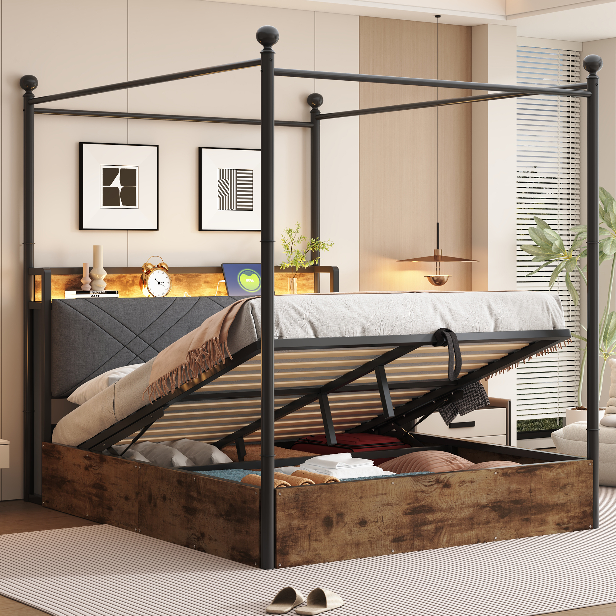 Multifunktionales Doppelbett aus Schmiedeeisen 140