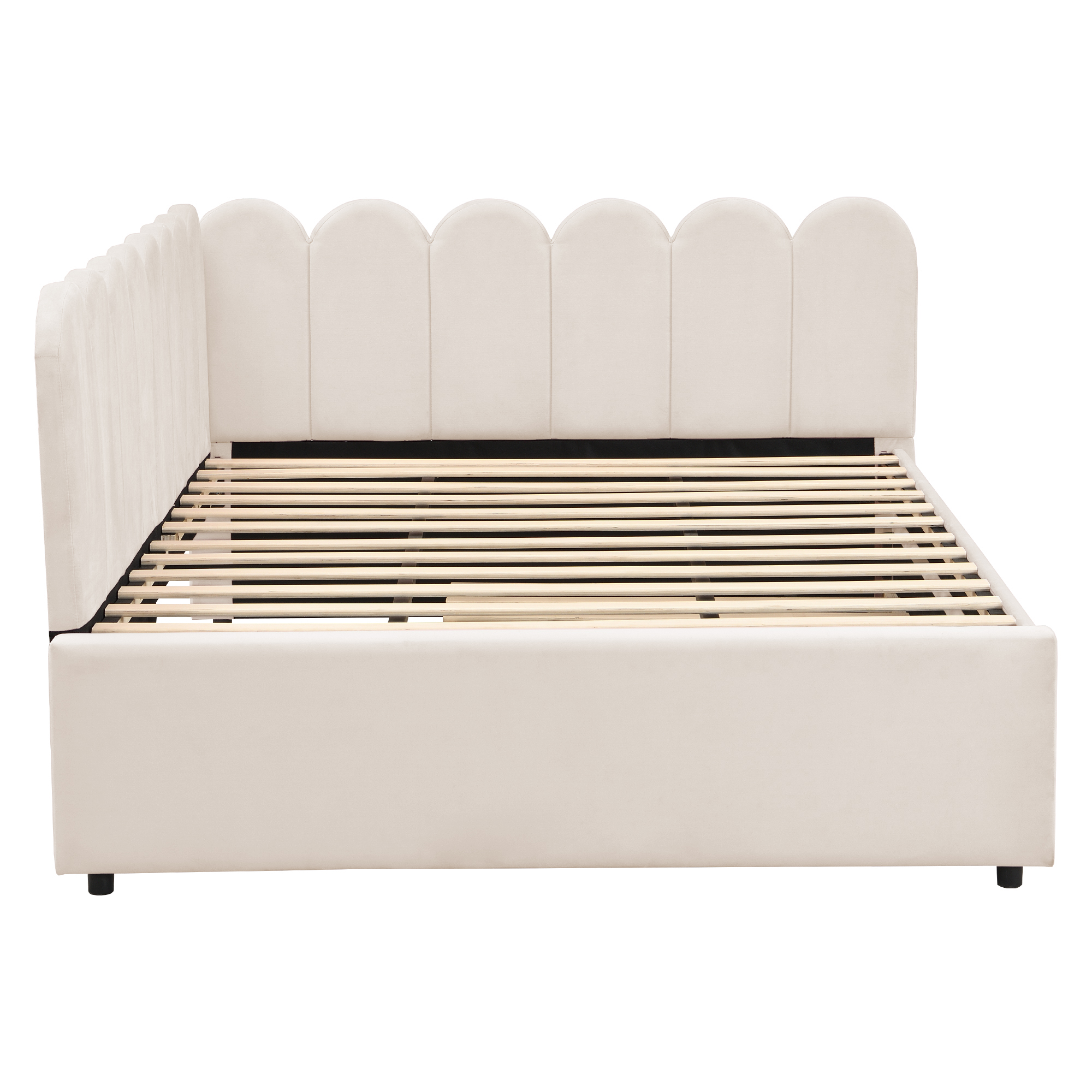 Canapé-lit en L 140×200 cm avec escamotable, velours, pour invités et petites familles, design gain de place, confort assise et couchage, style élégant, utilisation simple, stabilité, durabilité, fonctionnalité - image 20