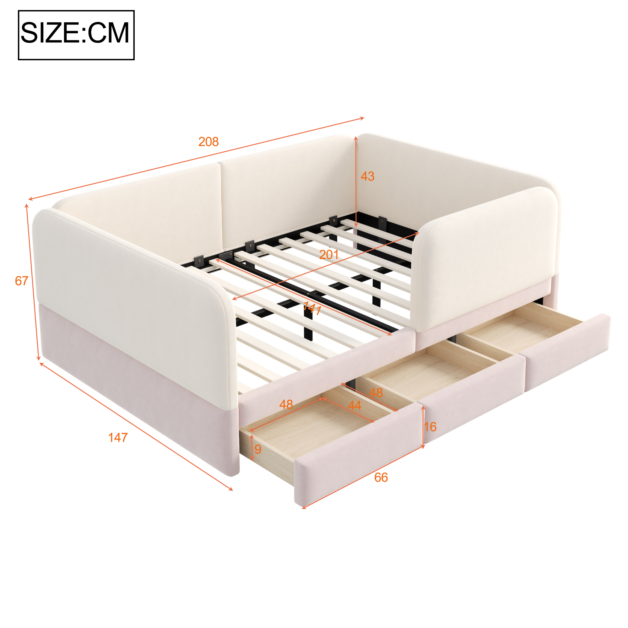 Dimensions du lit rembourré