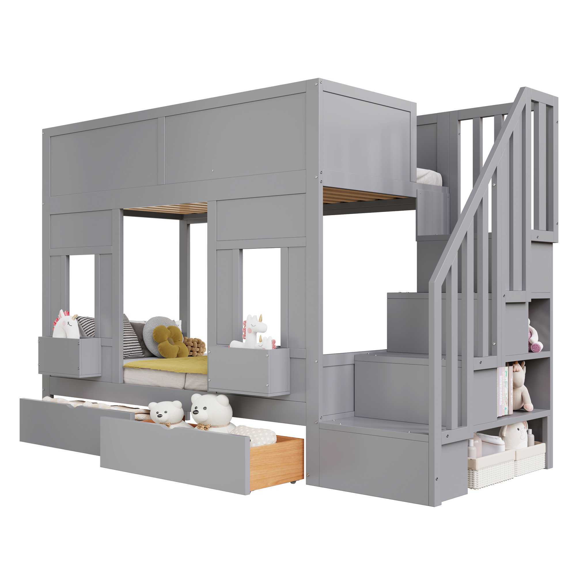 Design lit mezzanine enfant gris moderne