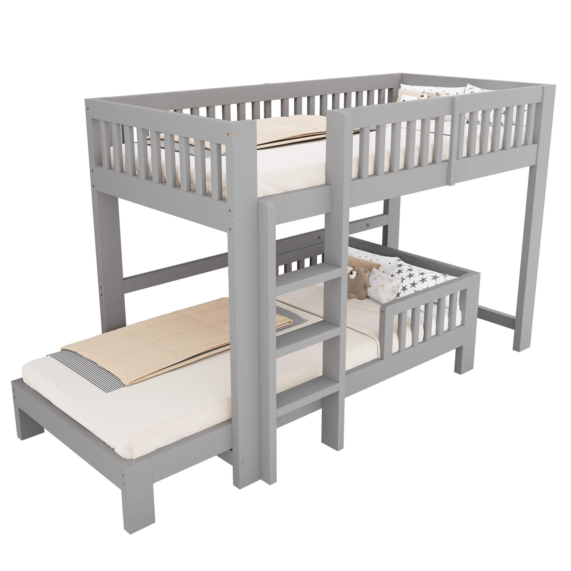 Lit mezzanine 90 x 200 cm avec LED, bois, Gris - vue complémentaire