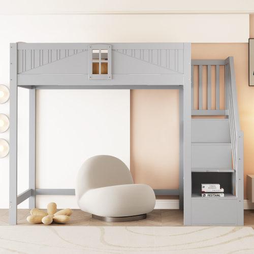 Espace libre sous le lit mezzanine pour bureau ou loisirs