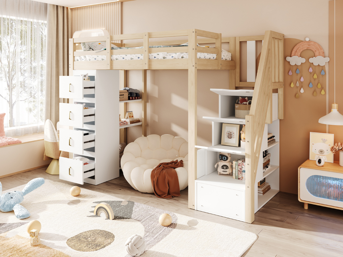 Lit mezzanine en bois
