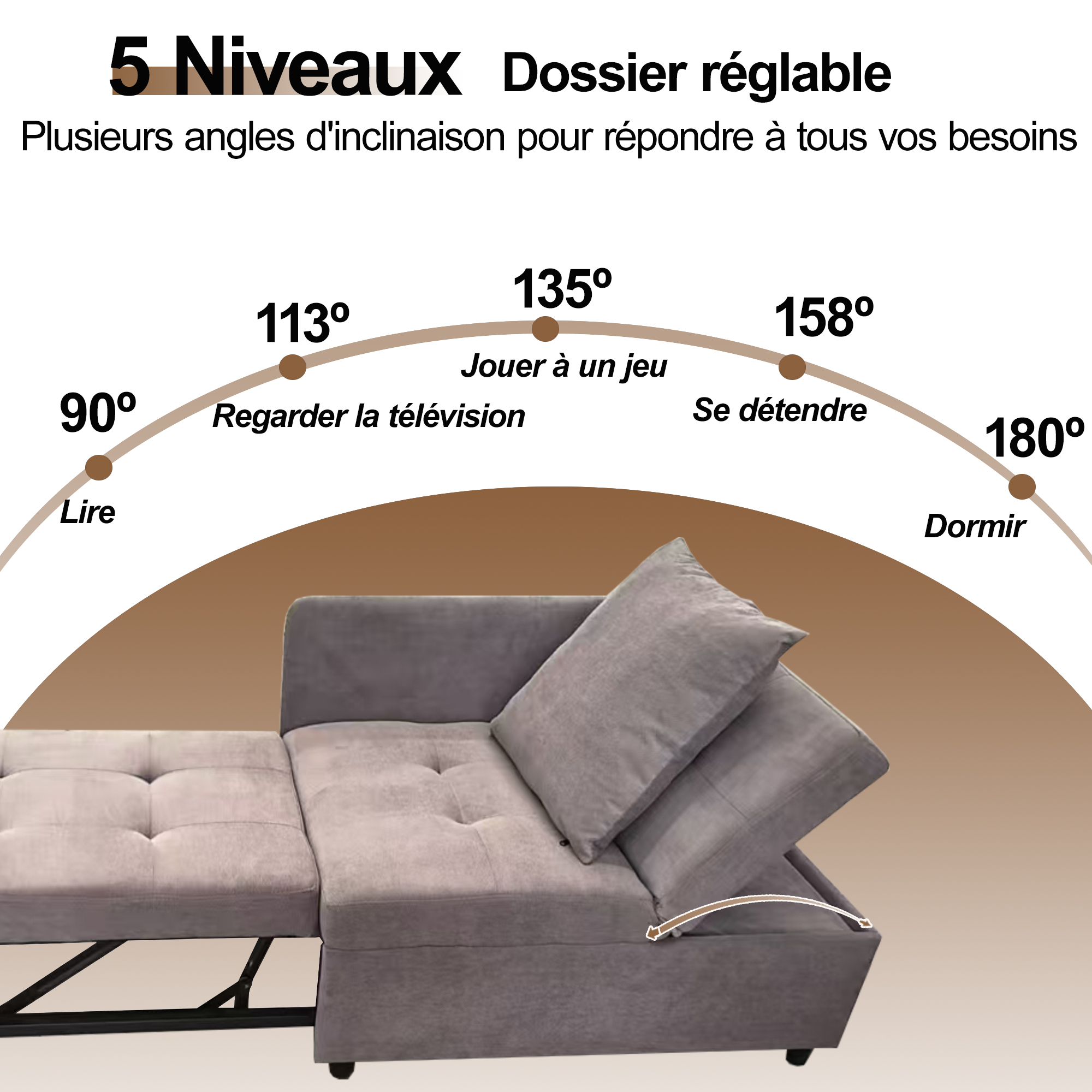 Canapé-lit convertible 3-en-1 (sofa, fauteuil lounge, lit simple), en lin, pour petits espaces, chambres d'amis et bureau, design polyvalent, confort maximal, matériau respirant, style moderne fonctionnel - image 16