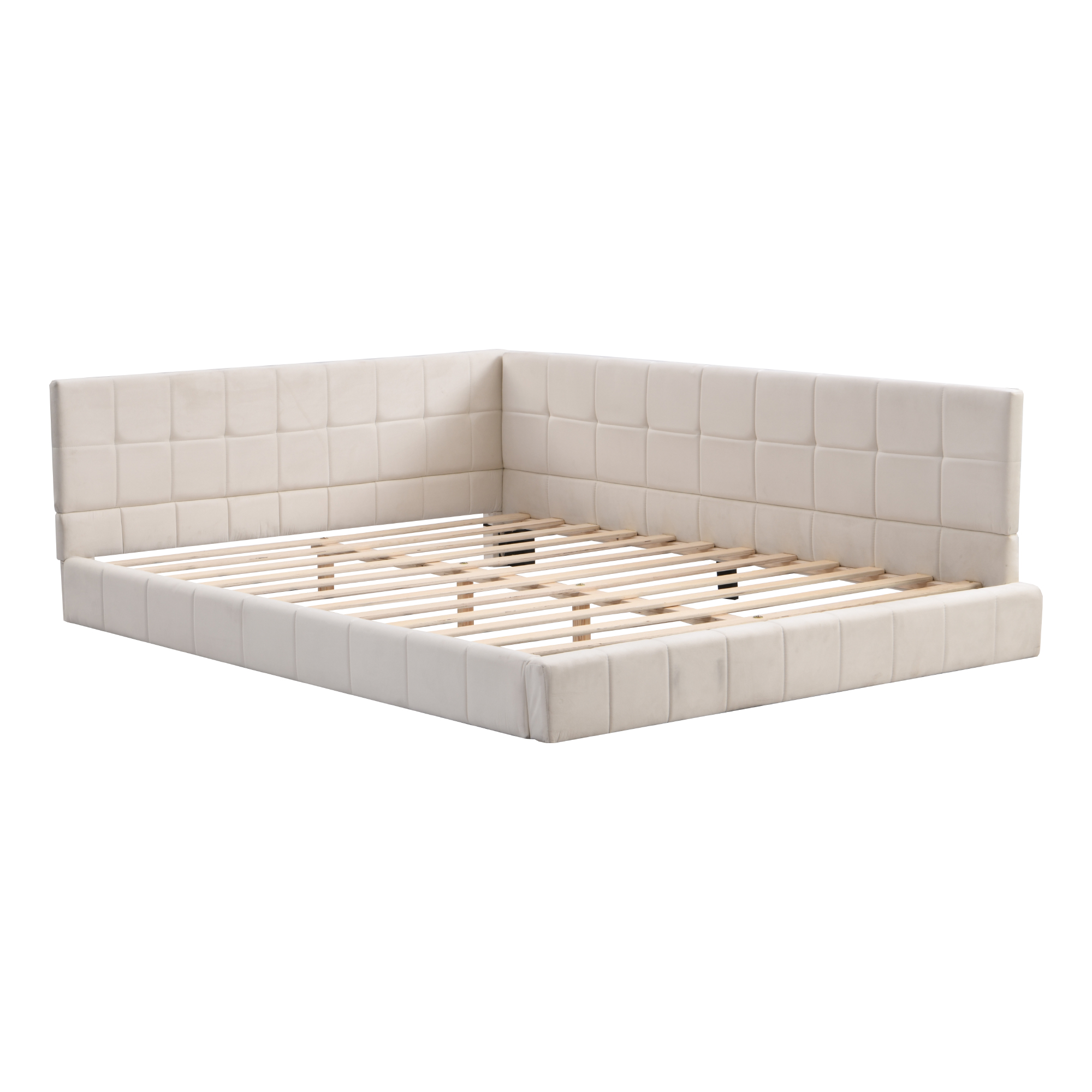 Lit canapé velours beige