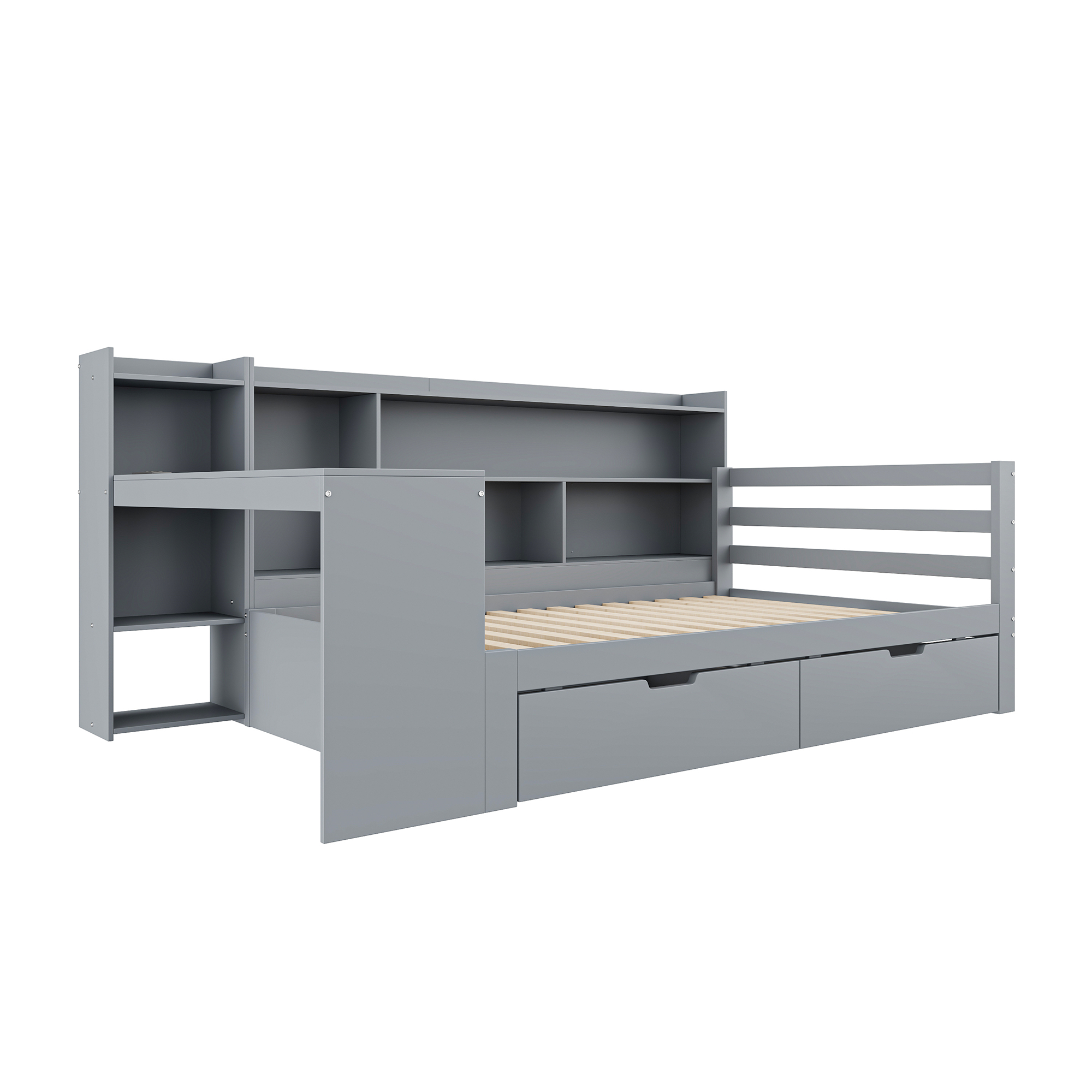 Canapé-lit en bois massif 90 x 200 cm avec bureau - image 8