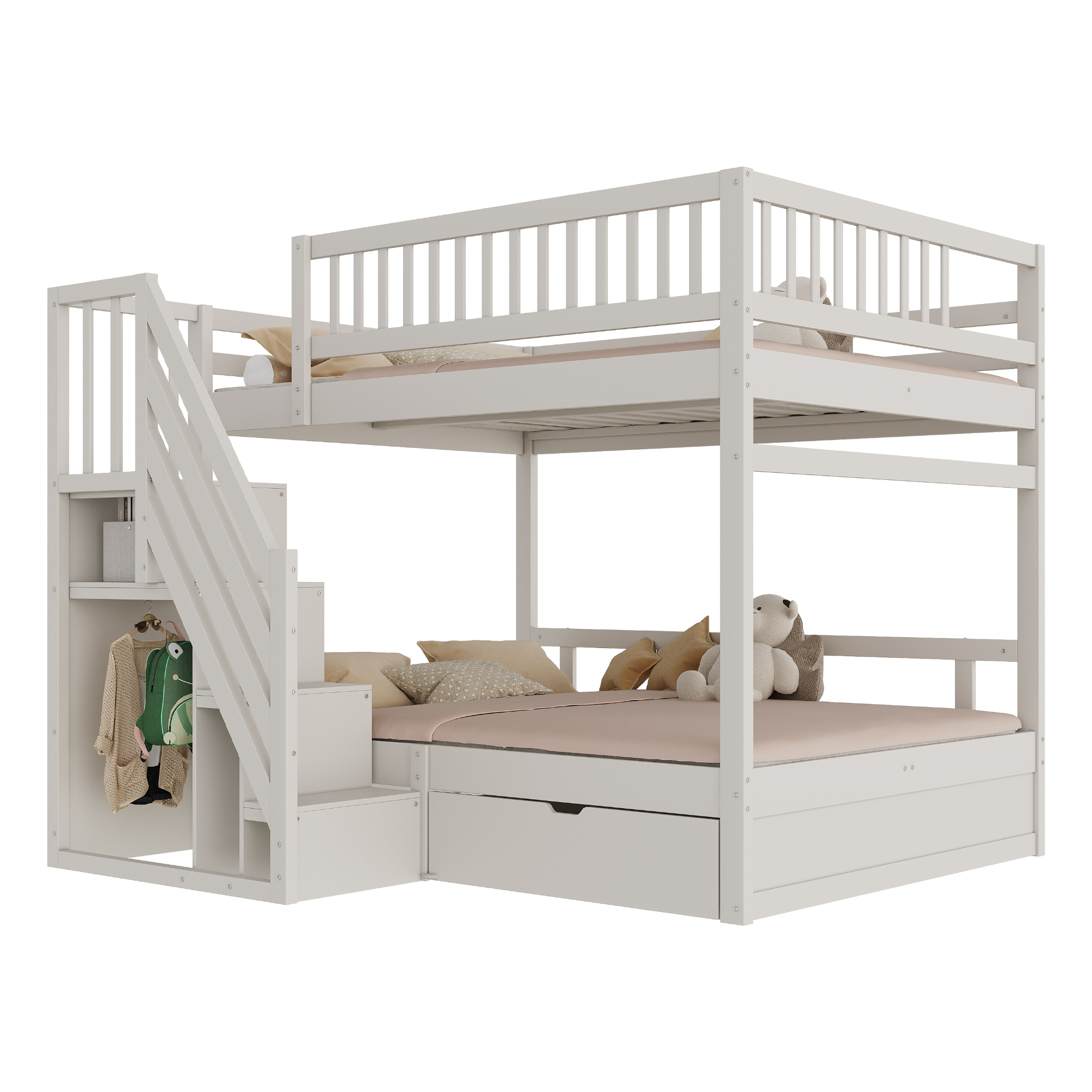 Lit superposé 140x200 blanc bois massif