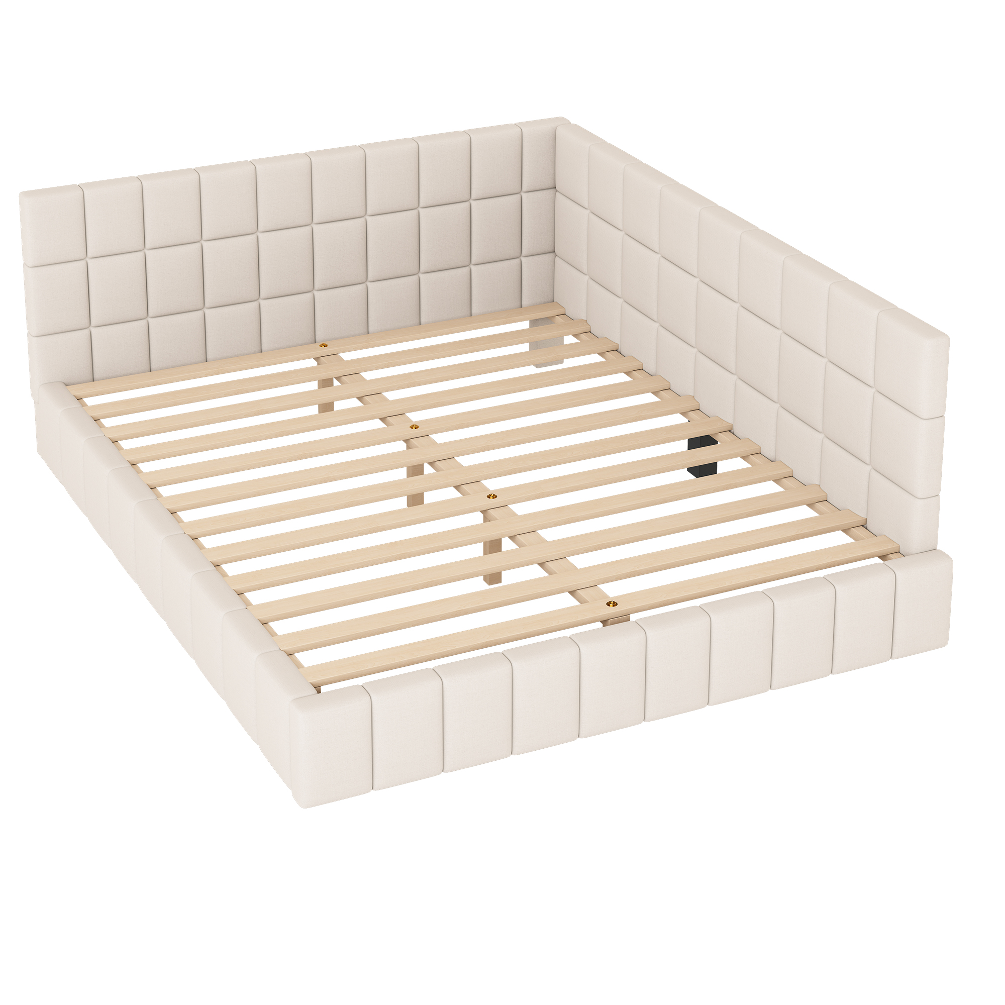 Lit canapé velours beige 160x200