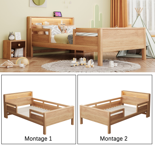 Structure du lit enfant 90x200 cm finition bois