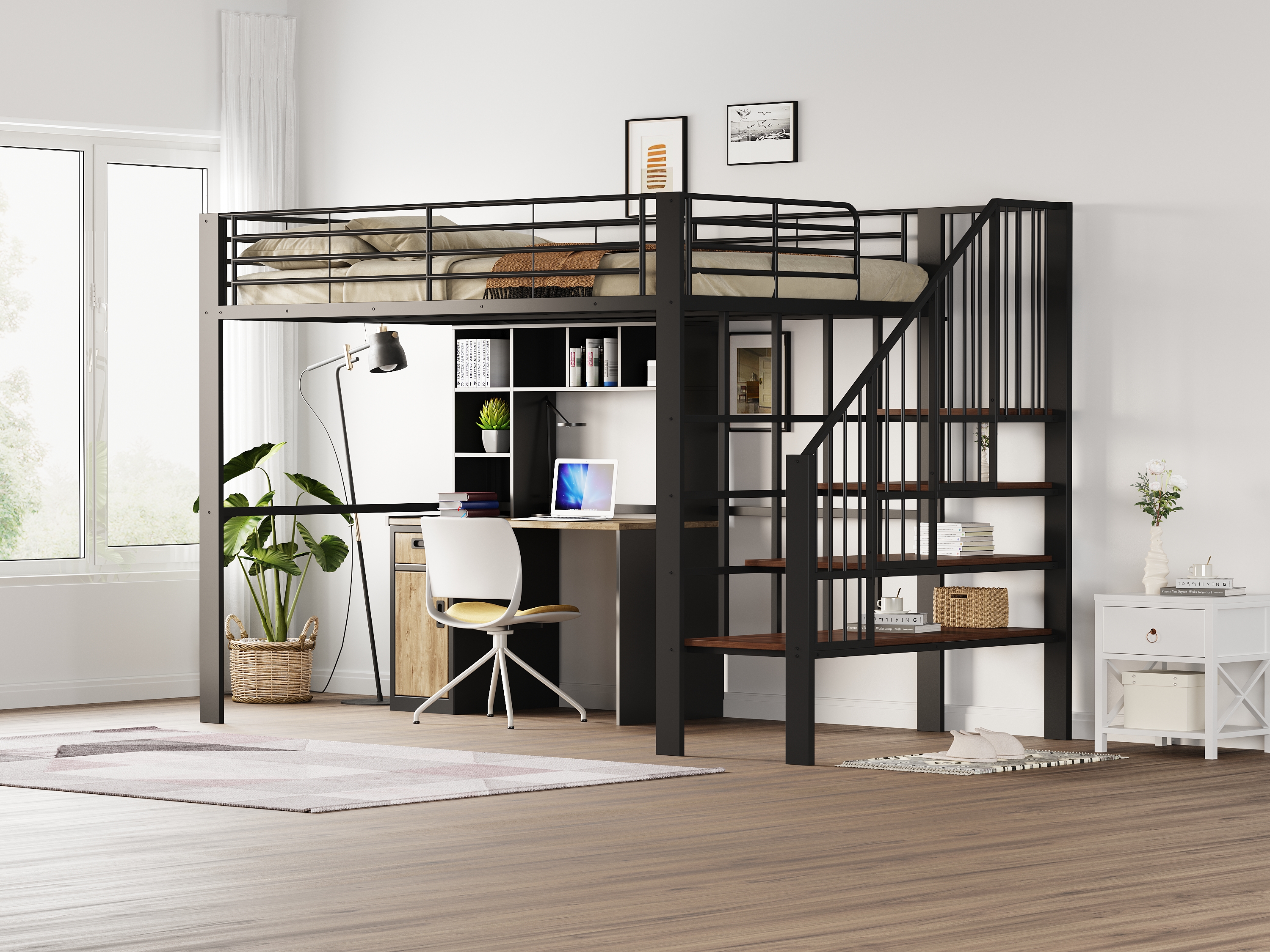 Lit mezzanine 140x200 cm design moderne