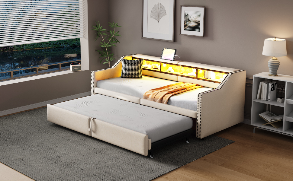 Canapé-lit en lin FSC avec lit escamotable 180×200 cm, pour salon et chambre, écologique, respirant, sommeil agréable, utilisation simple, design polyvalent, confort et durabilité, style naturel - image 11