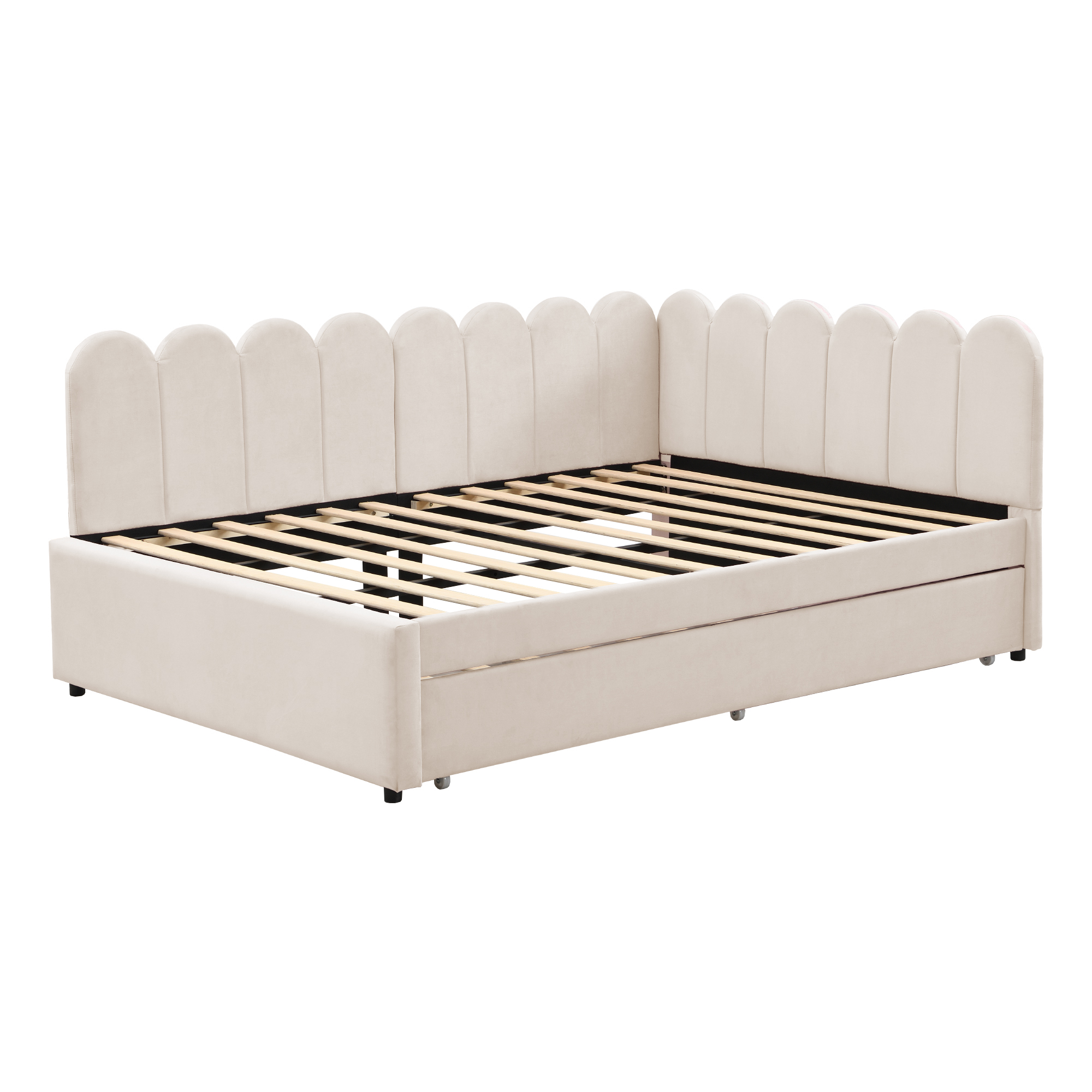 Canapé-lit en L 140×200 cm avec escamotable, velours, pour invités et petites familles, design gain de place, confort assise et couchage, style élégant, utilisation simple, stabilité, durabilité, fonctionnalité - image 23