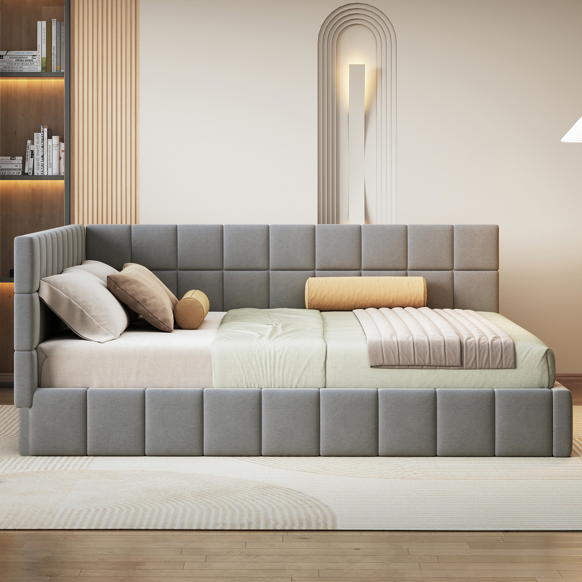 Lit canapé velours gris 160x200