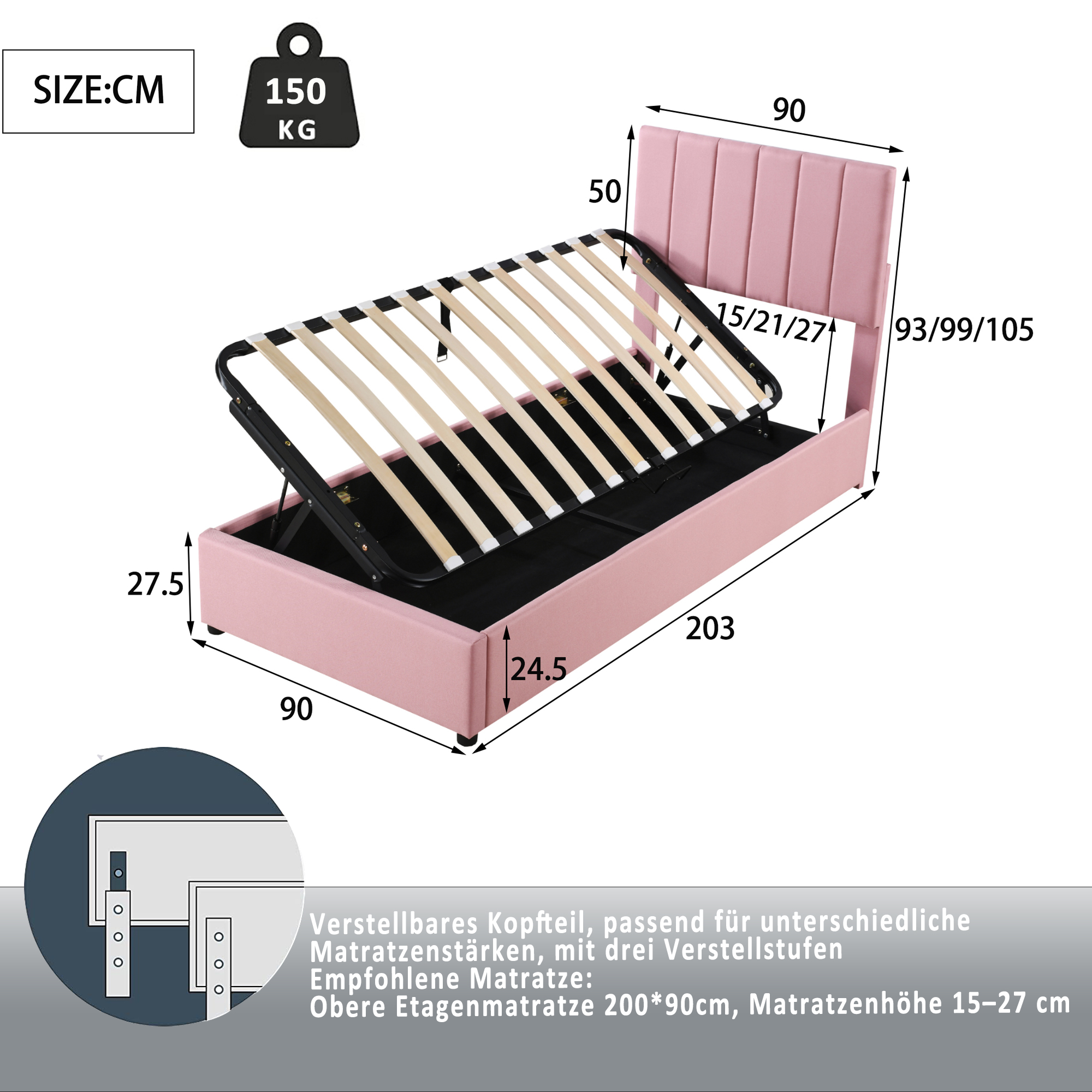 Dimensions du lit rembourré