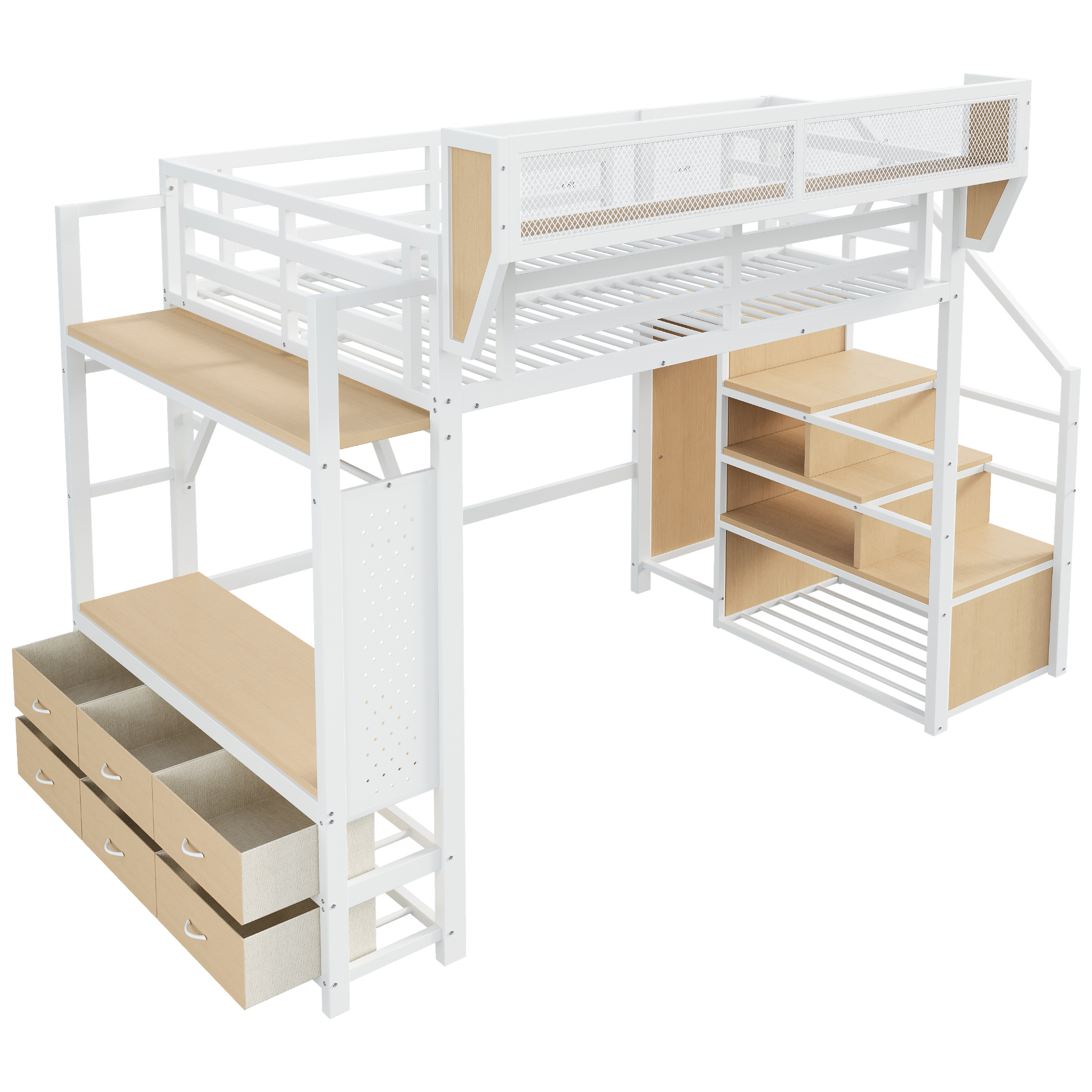Lit mezzanine gain de place 283x145x191 cm en métal Blanc - points forts 1