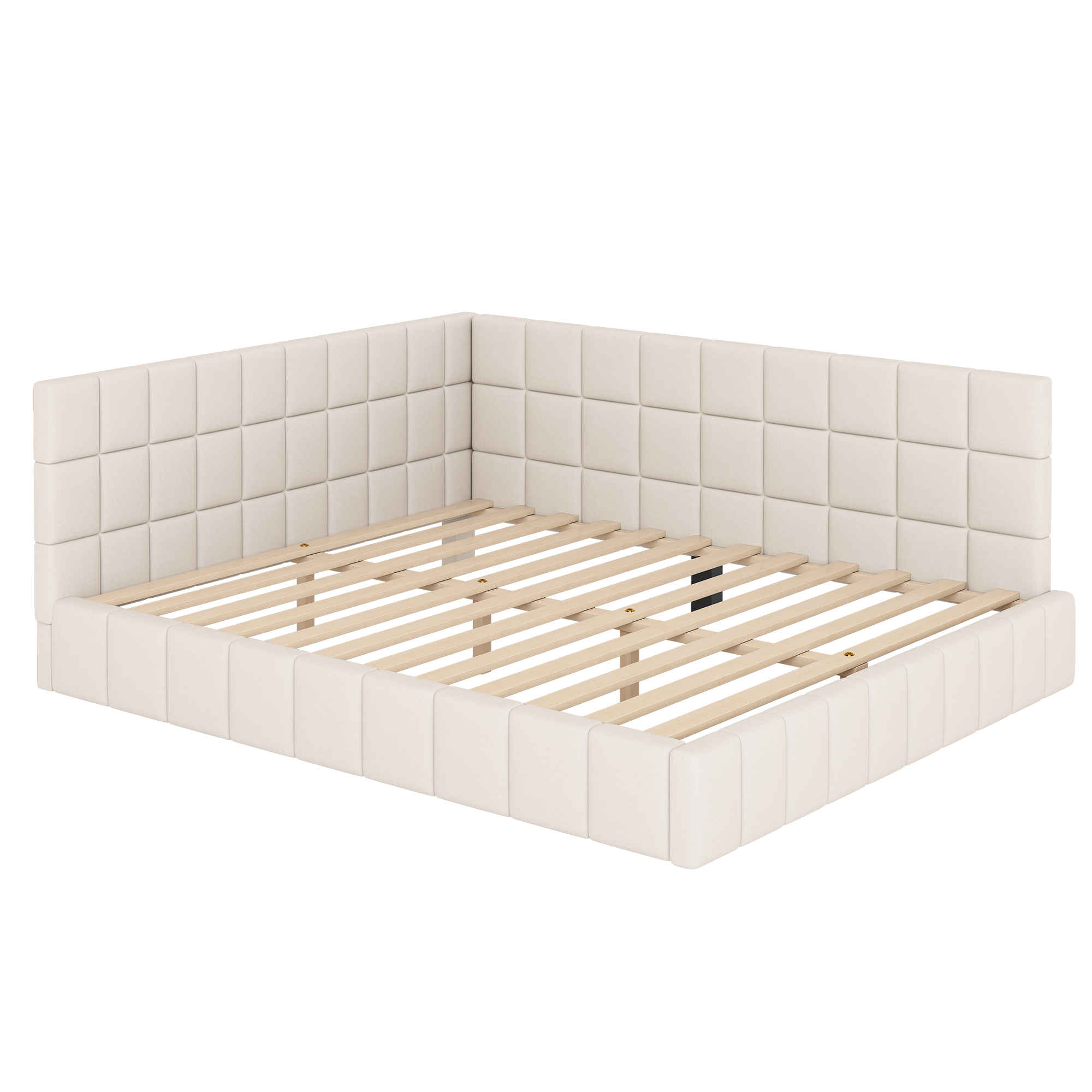 Lit canapé velours beige 160x200