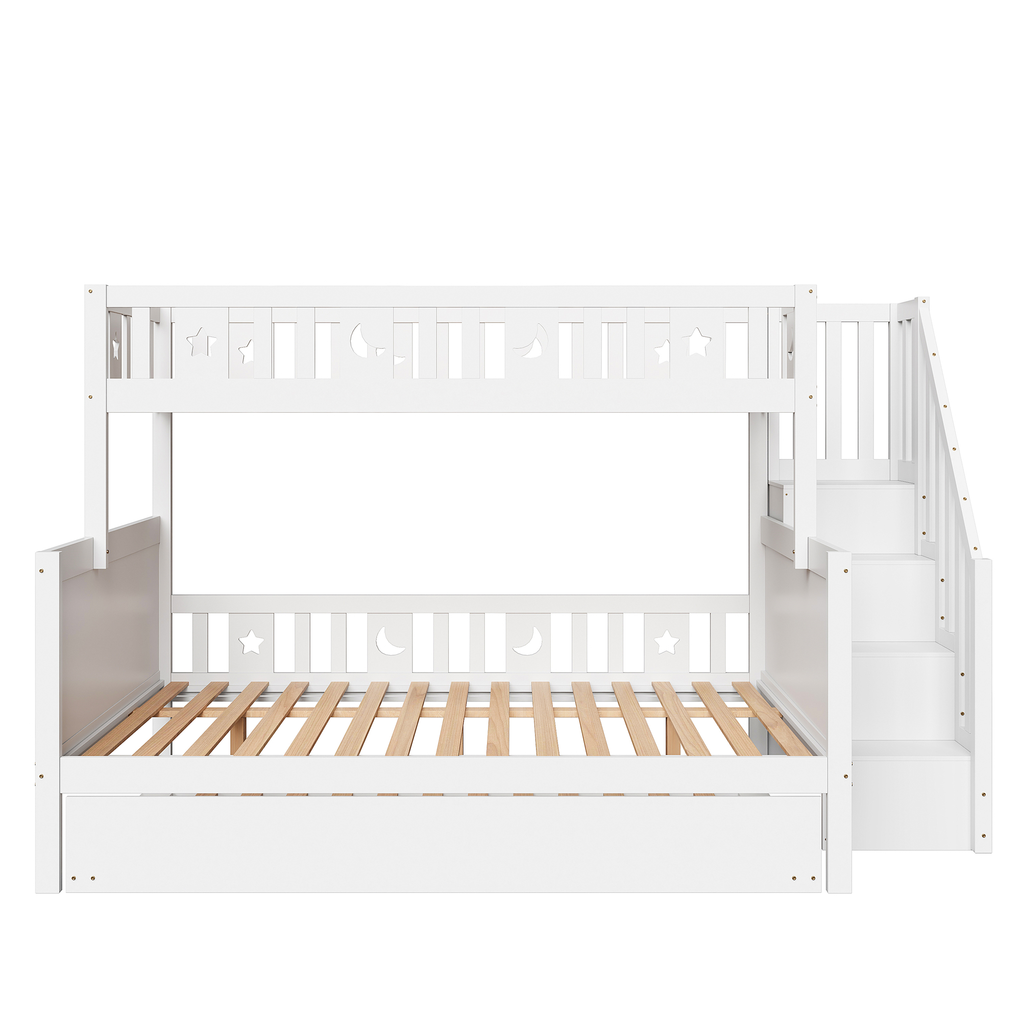 Lit superposé 90 x 200 cm avec éclairage LED, rangements intégrés, fonction extensible, blanc - spécifications 1